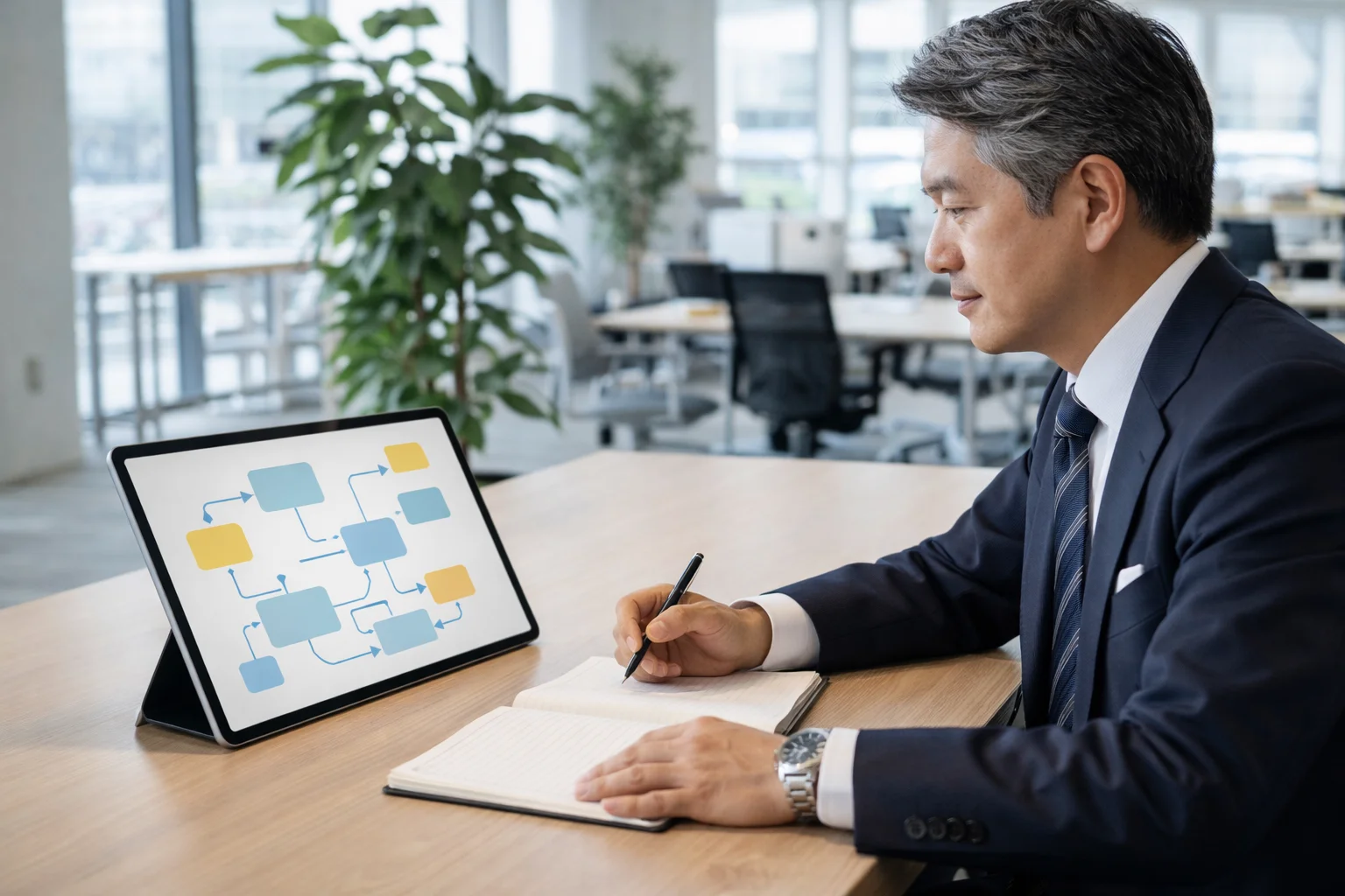 企業買収の基本的な意味と定義を確認するビジネスパーソン