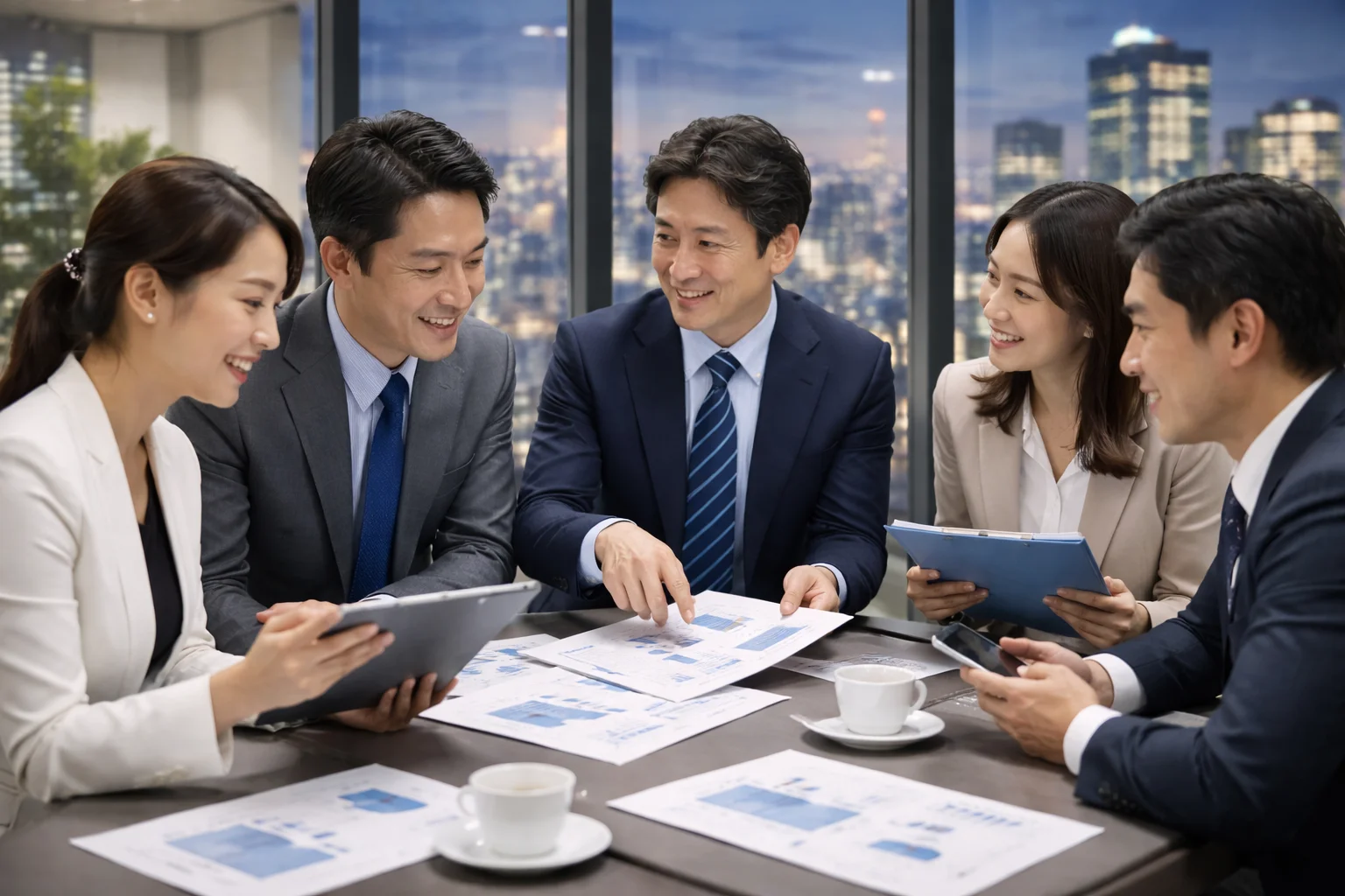 日本のM&A市場動向を示すビジネスシーン