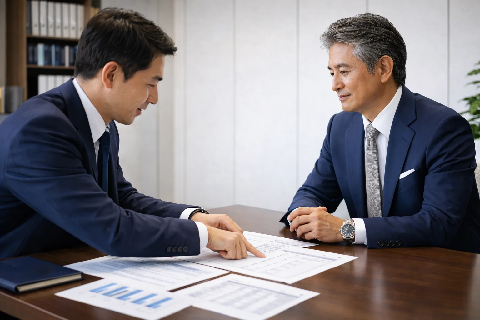 会社の売却相場と企業価値の算定方法を確認している場面