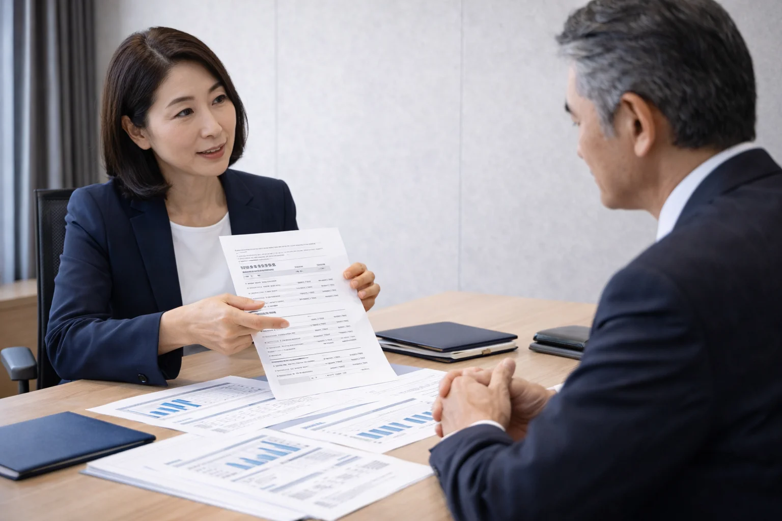 会社売却時の税金について税理士に相談している経営者