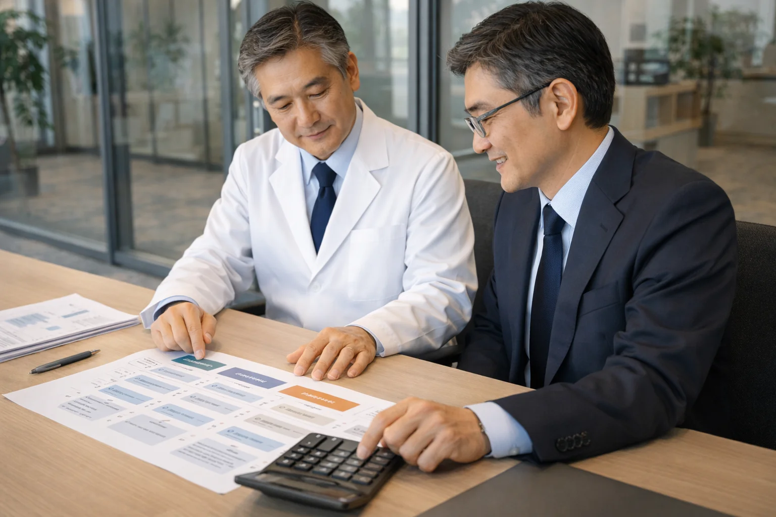 薬局M&Aの相談から成約までのプロセスと流れを示すビジネスイメージ