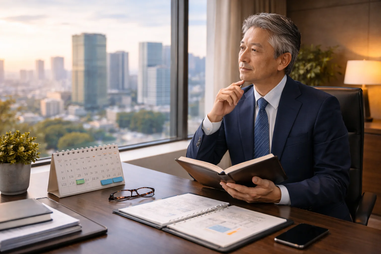 会社売却の最適なタイミングを考える経営者のビジネスシーン