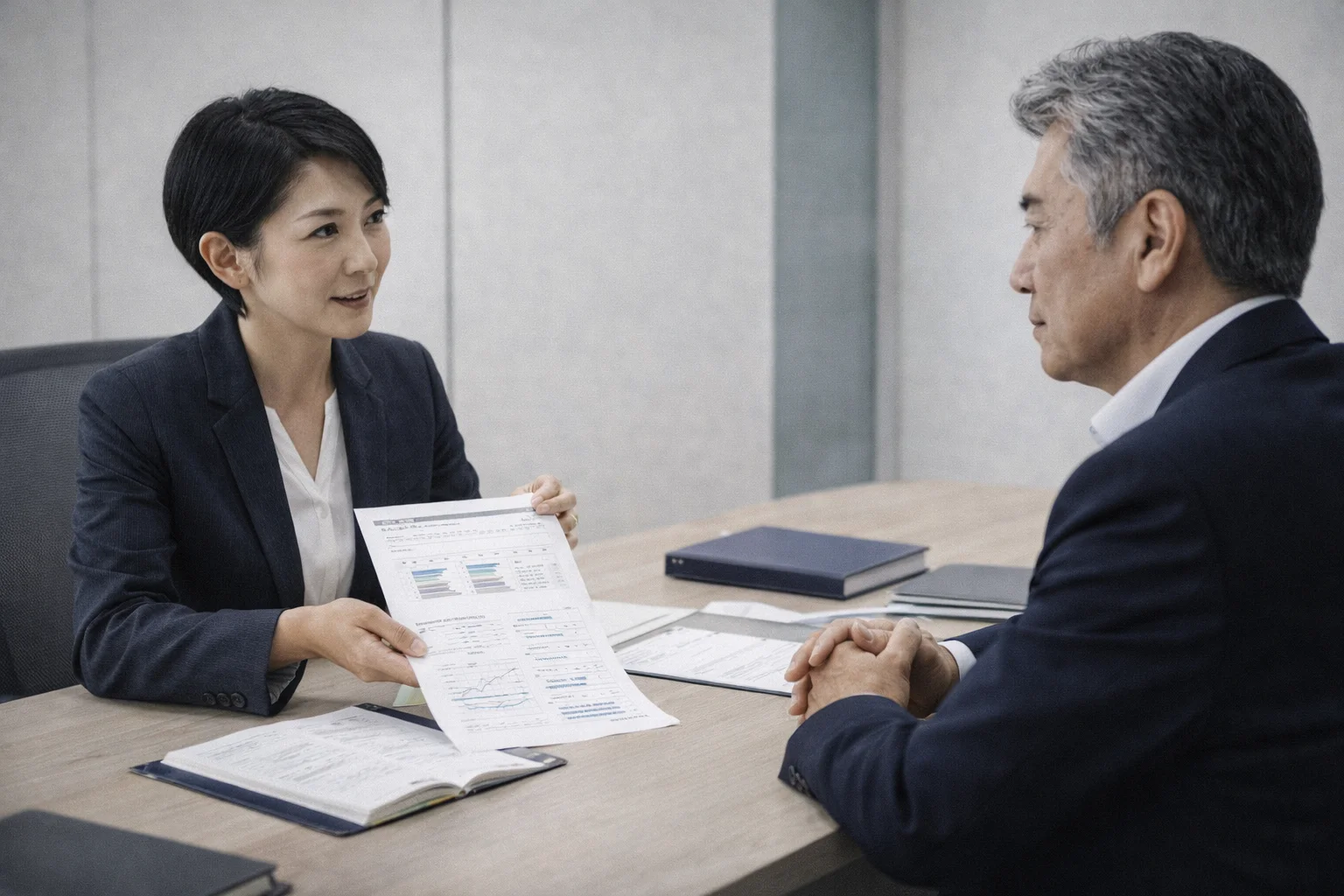 会社売却時の税金について専門家に相談している経営者