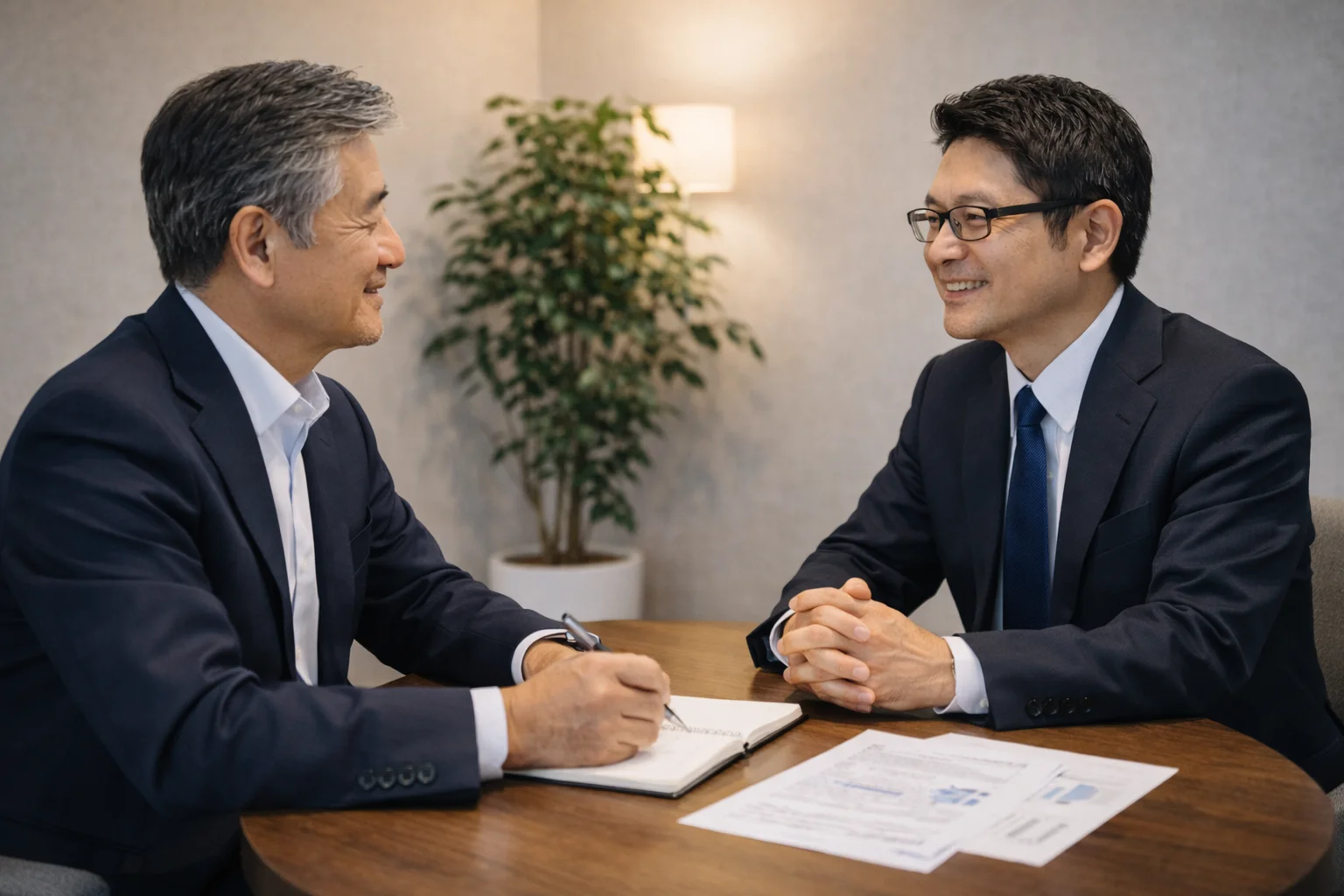 M&Aセカンドオピニオンの専門家と経営者が安心して相談しているシーン