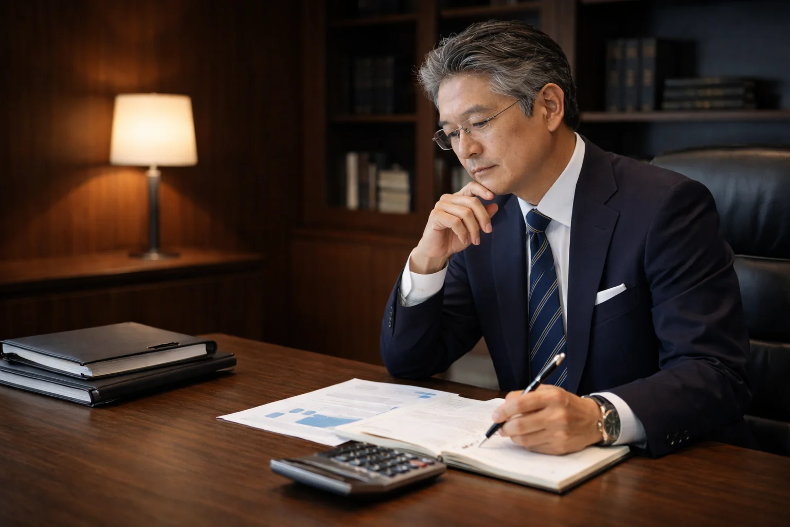 企業買収の費用と相場を検討する経営者のビジネスシーン