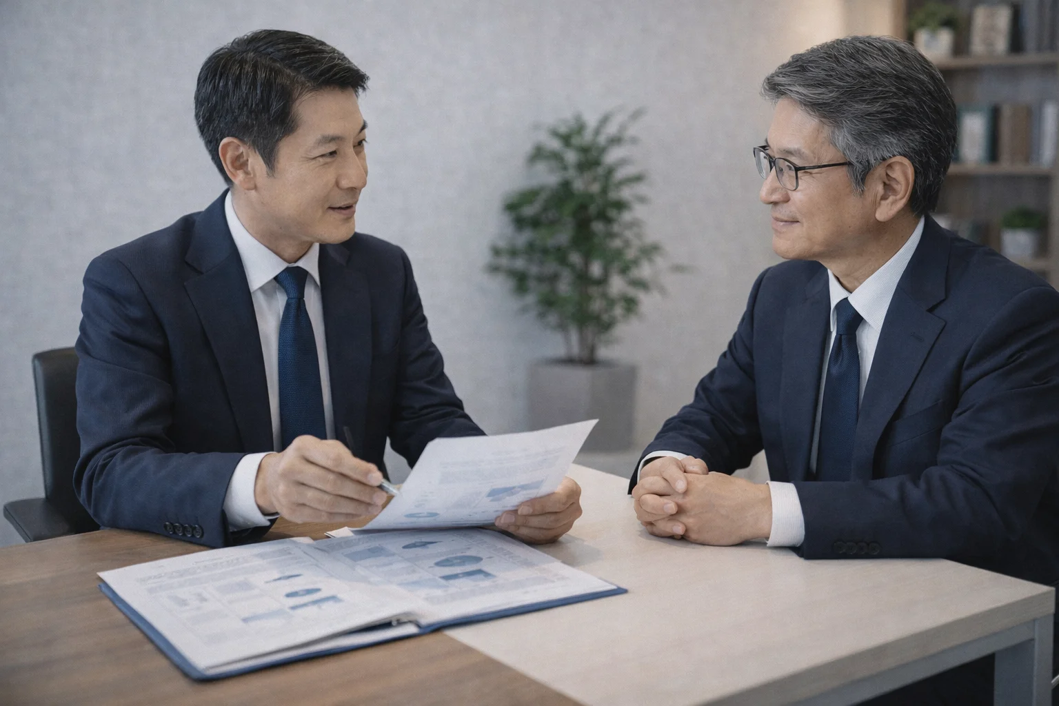 M&Aセカンドオピニオンで手数料の妥当性を相談する経営者と専門家