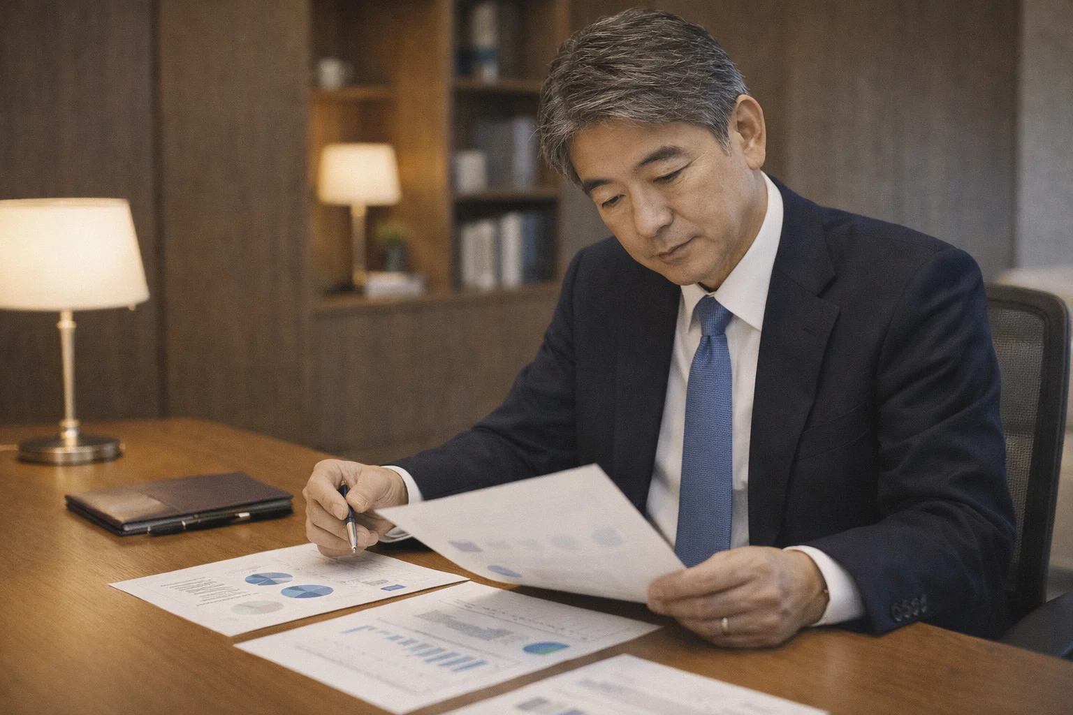 医療法人M&Aの価格評価を検討する経営者のイメージ