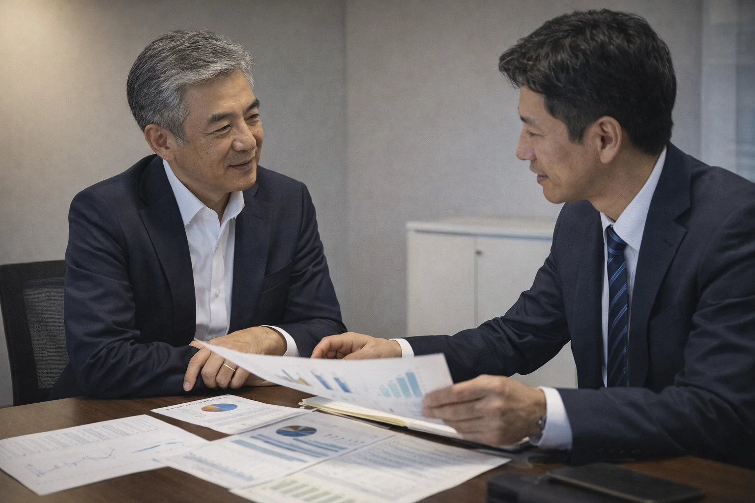 赤字でも会社売却が可能かどうかを専門家に相談している場面