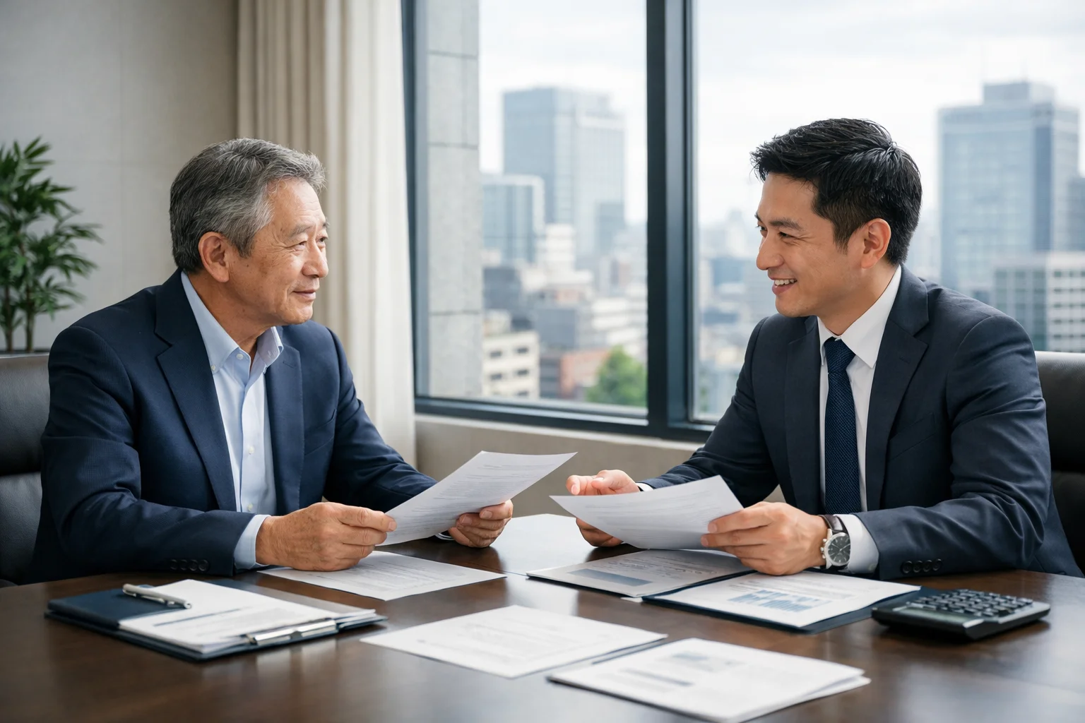 事業承継について税理士に相談する経営者のイメージ