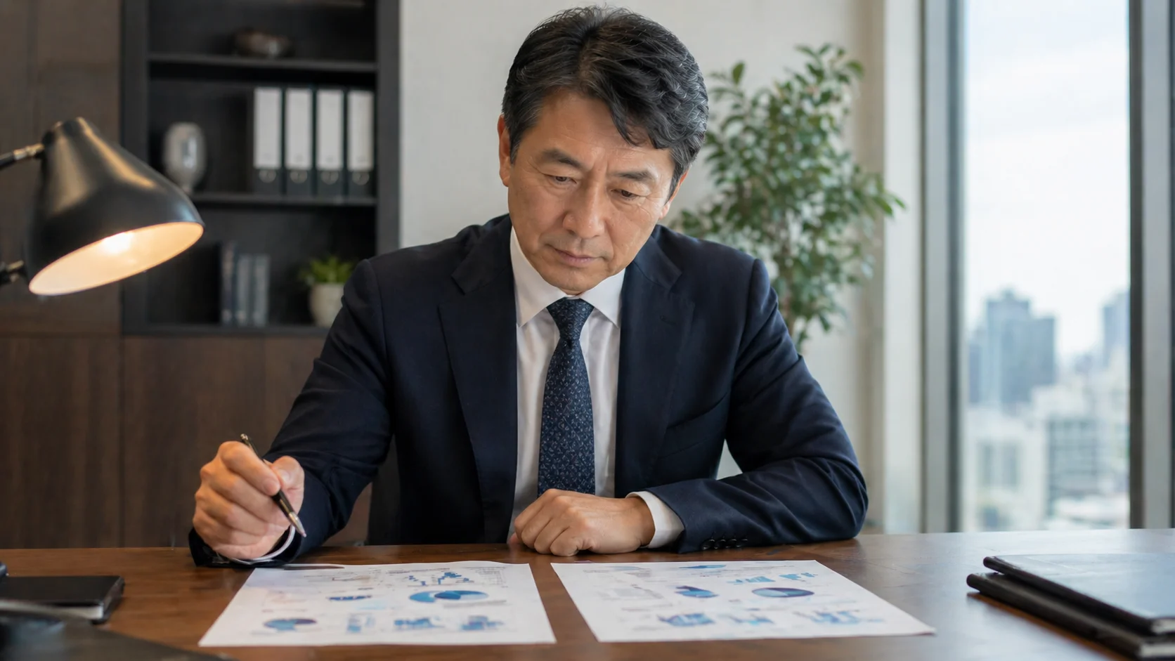 M&Aの仲介型とアドバイザリー型の違いを資料で比較検討している経営者