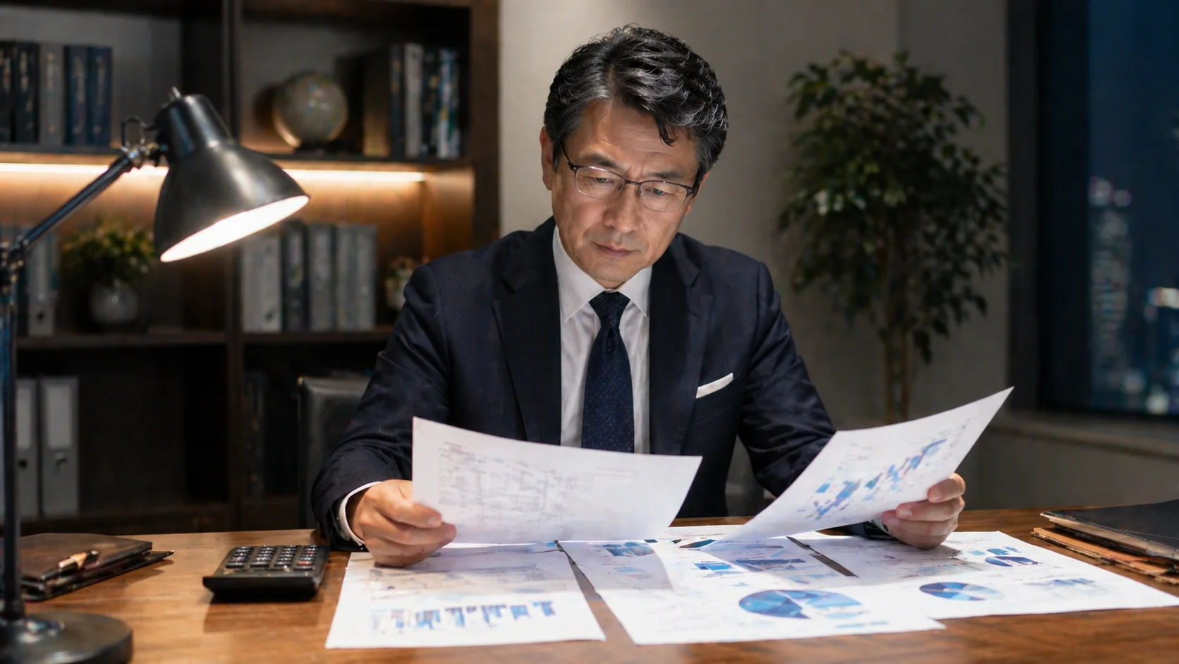M&Aコンサルの費用体系を資料で確認している日本人経営者