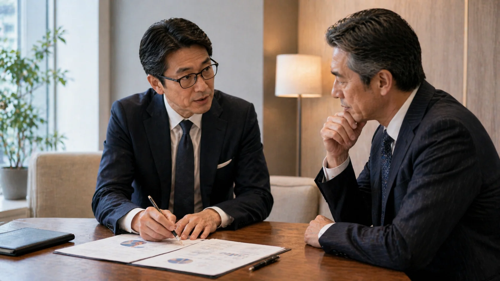 M&A成功のポイントについて専門家からアドバイスを受ける経営者
