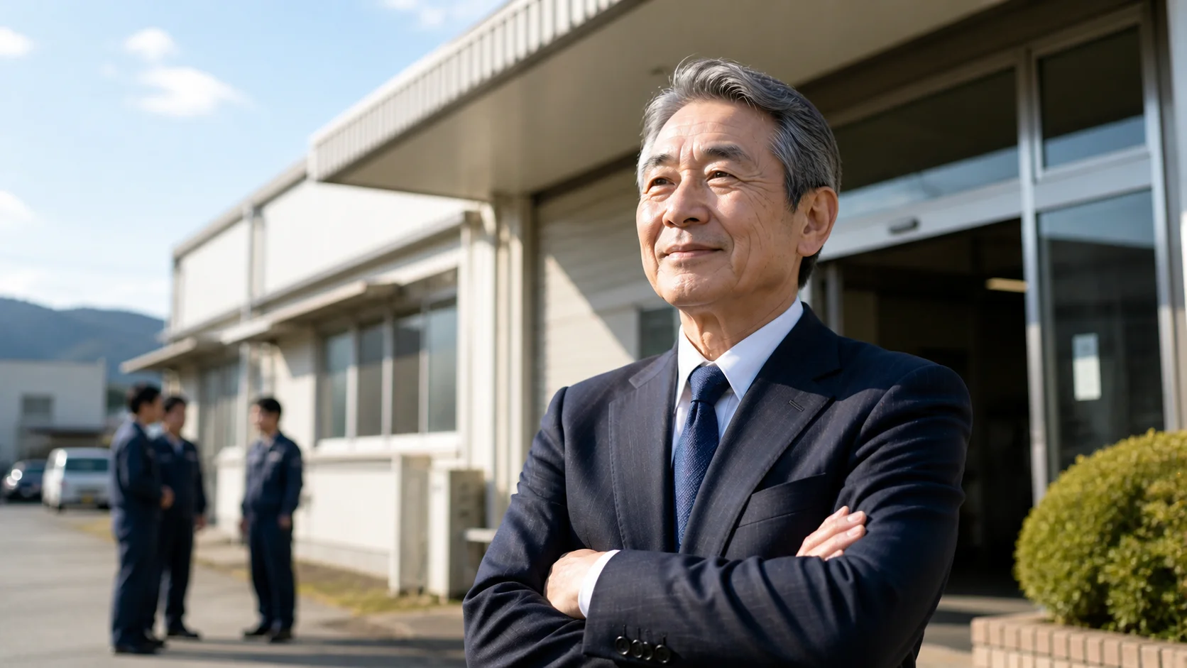 M&Aによる事業継続と従業員の雇用維持を喜ぶ経営者のシーン