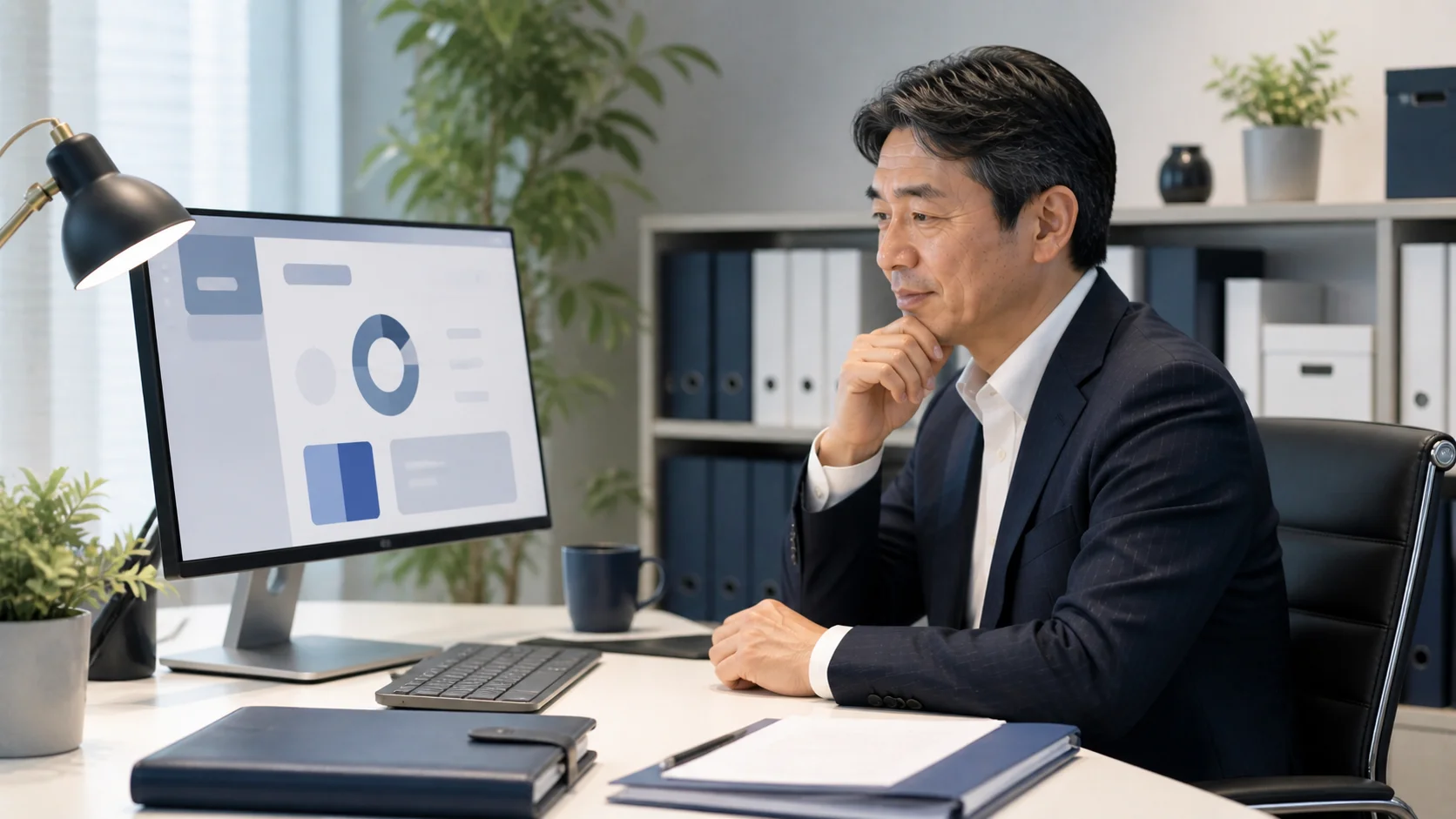 国の補助金制度について確認する中小企業経営者