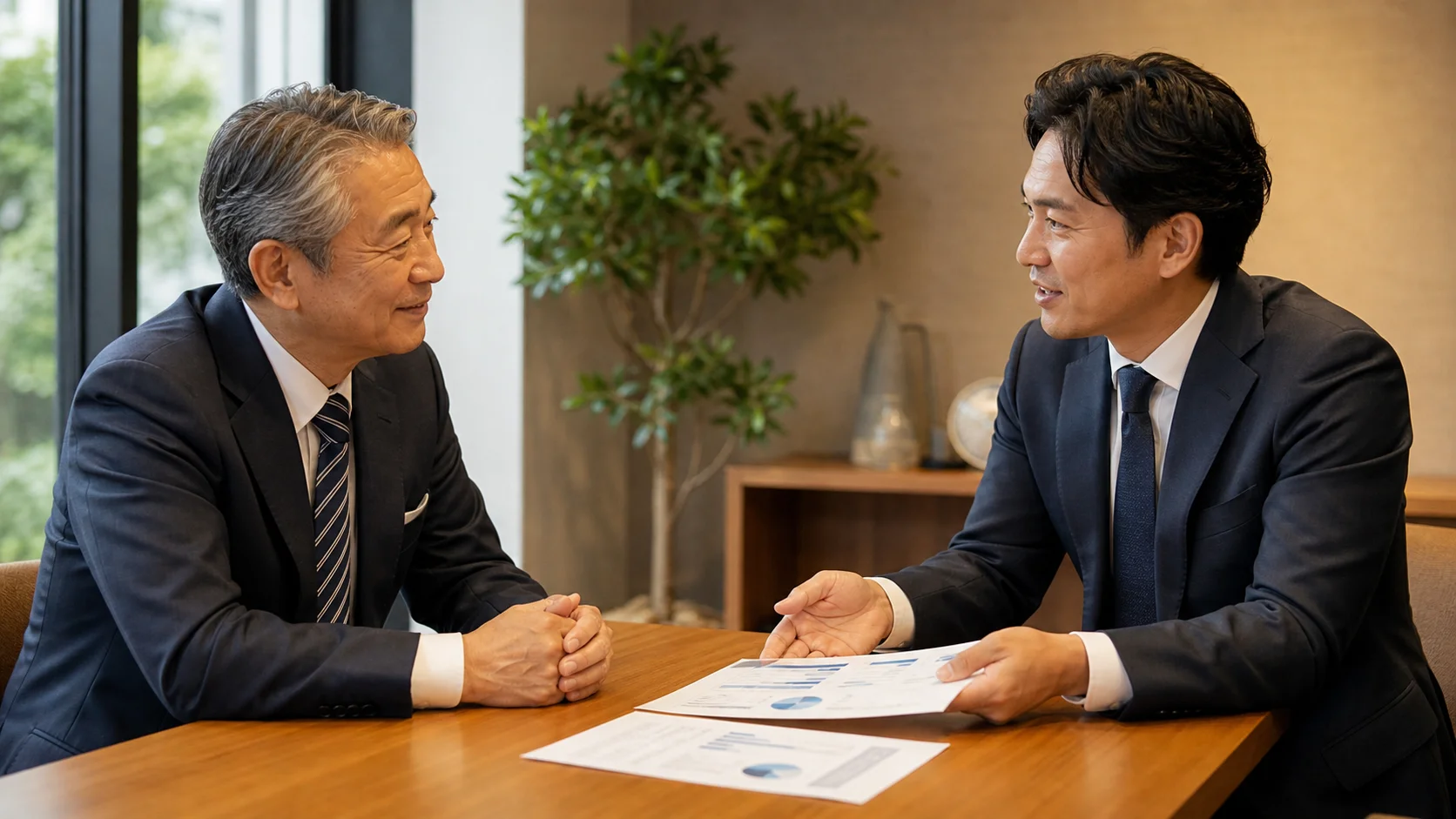 介護M&A成功のポイントをアドバイザーに相談する経営者