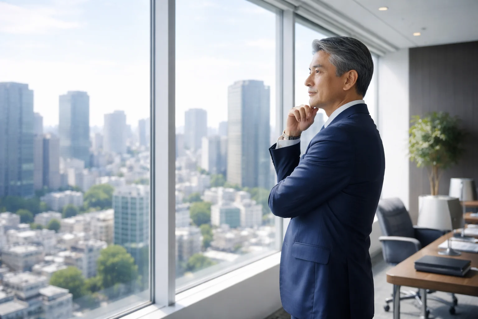 会社売却のメリット・デメリットを検討する経営者のビジネスシーン