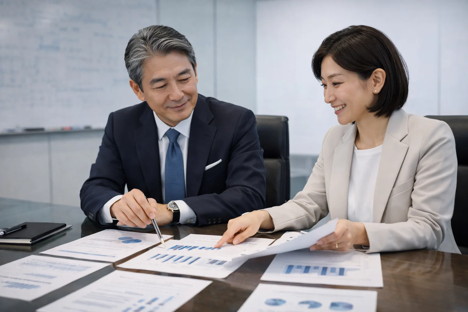 会社売却価格を高めるための戦略・準備を進める経営者シーン