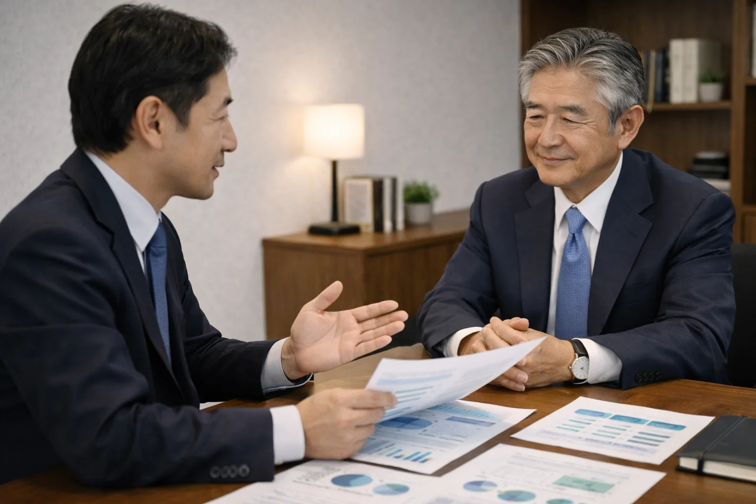 事業承継型M&Aを検討する際の重要ポイントを専門家と確認する場面