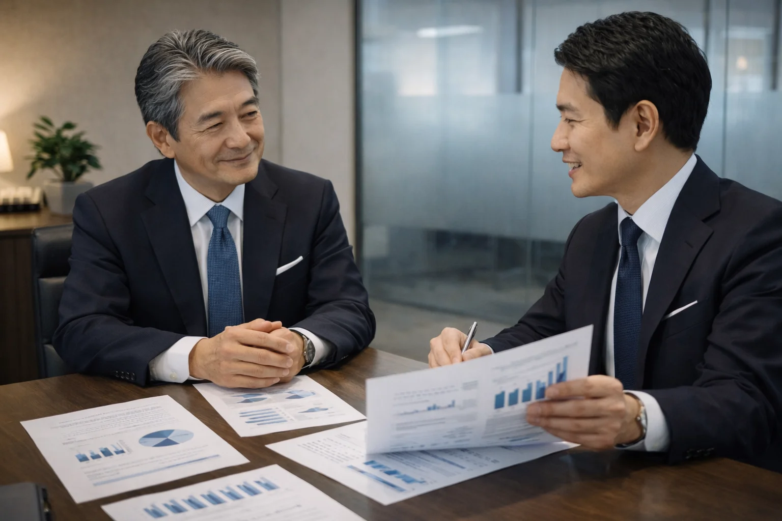 赤字会社の売却可能性を専門家に相談する経営者シーン