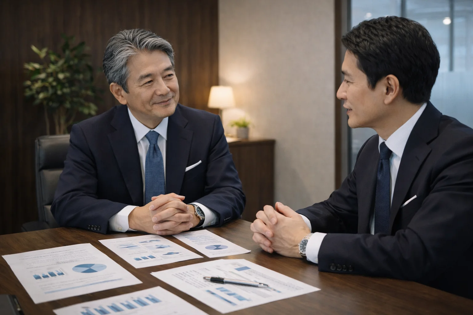 M&Aセカンドオピニオンを活用する経営者と中立的な専門家の相談シーン