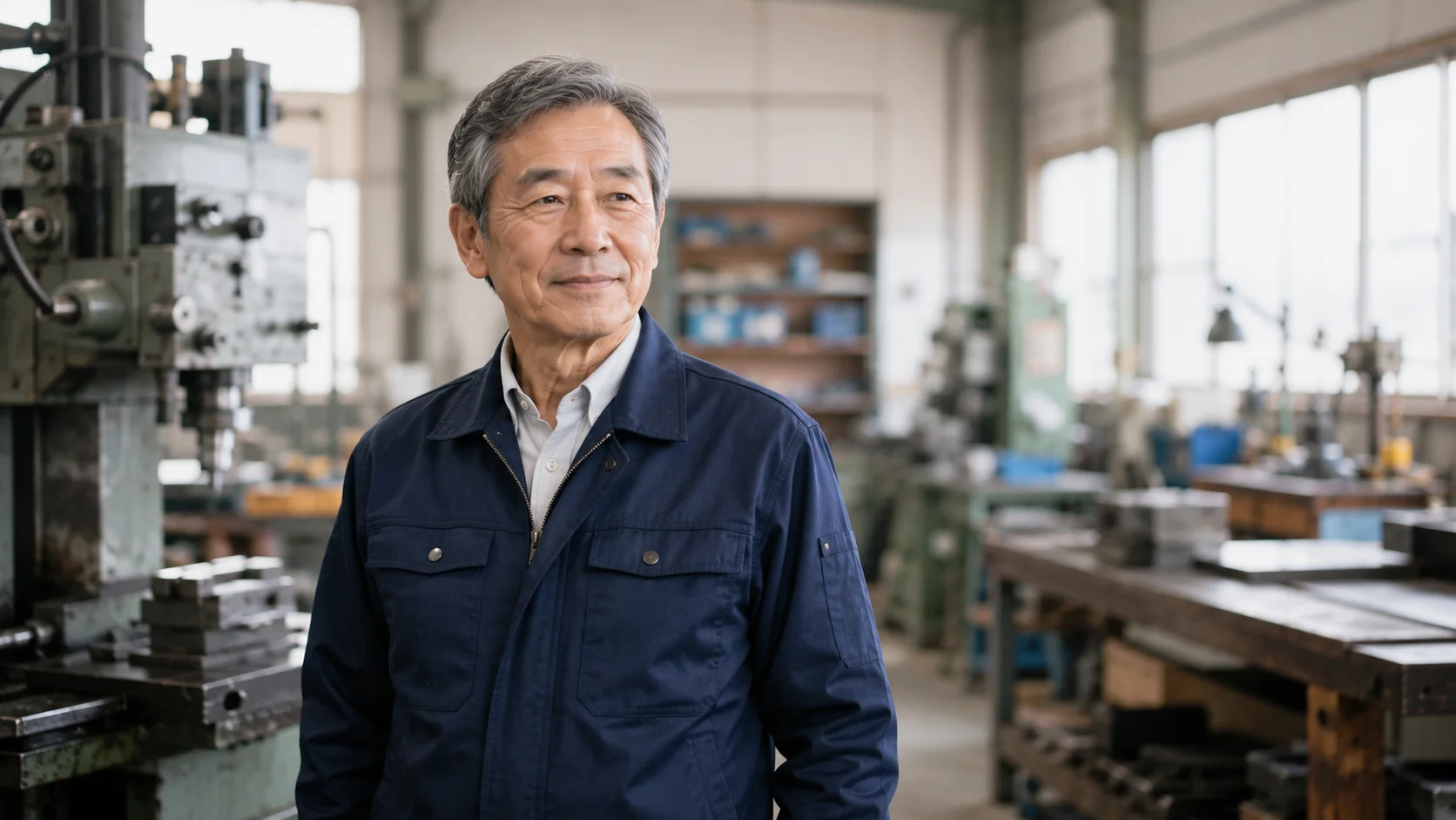 自社の作業場に立つ穏やかな表情の中小企業経営者。中小企業に多いM&A失敗の典型パターンを示すイメージ