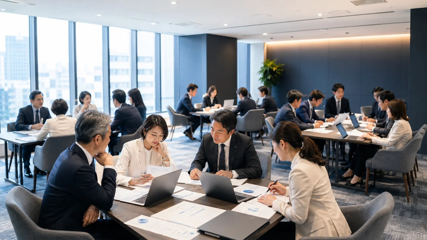 PMIの手法と統合内容を表す組織・業務統合のビジネスシーン