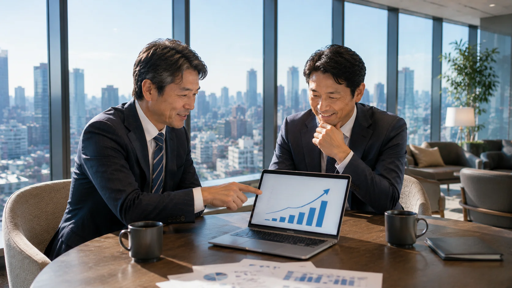 PMIによるシナジー効果の実現を示す企業成長のビジネスシーン