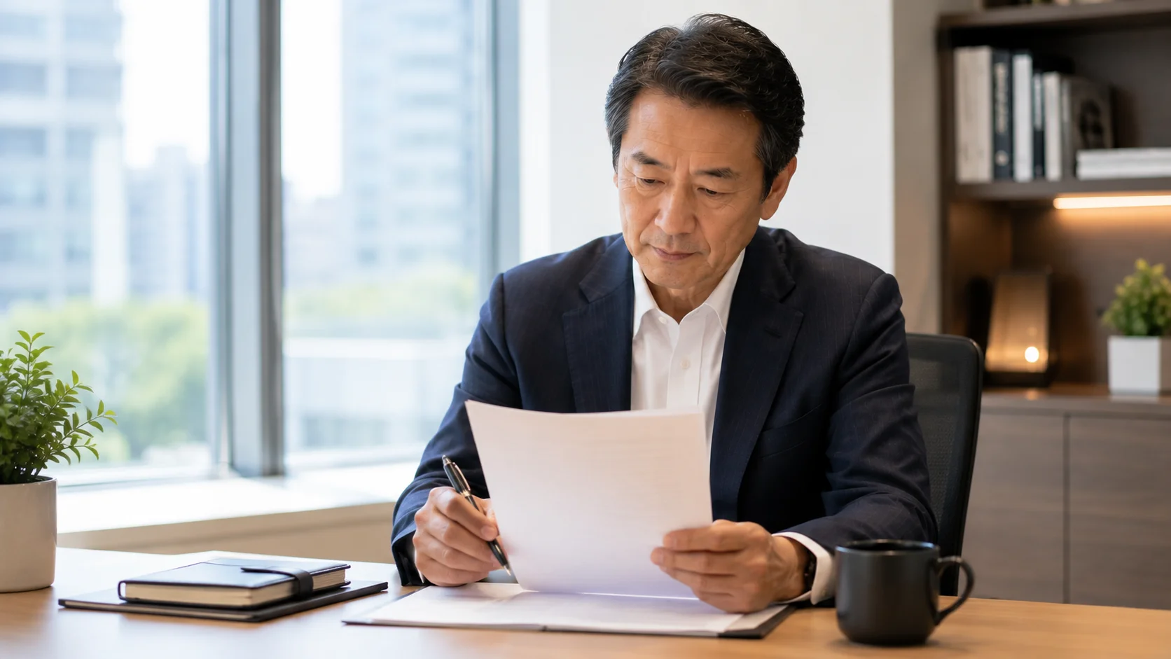 M&A基本合意書の締結前にチェックリストを確認する売り手経営者