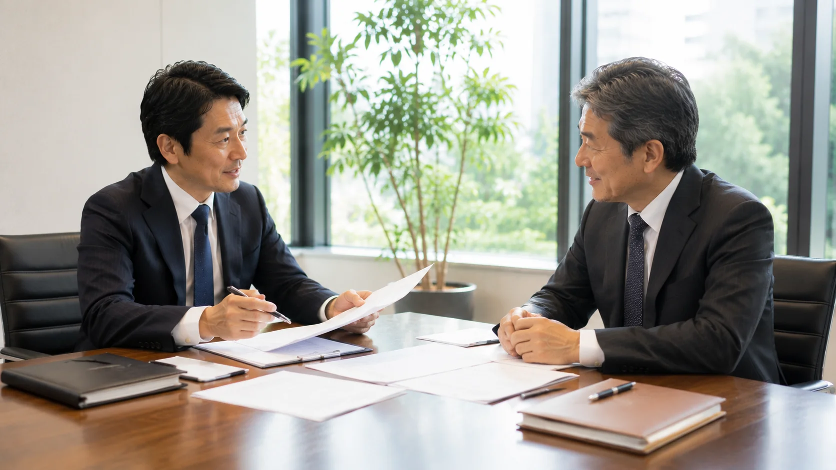 M&A契約書の作成・交渉で押さえるべきポイントを検討する経営者と専門家