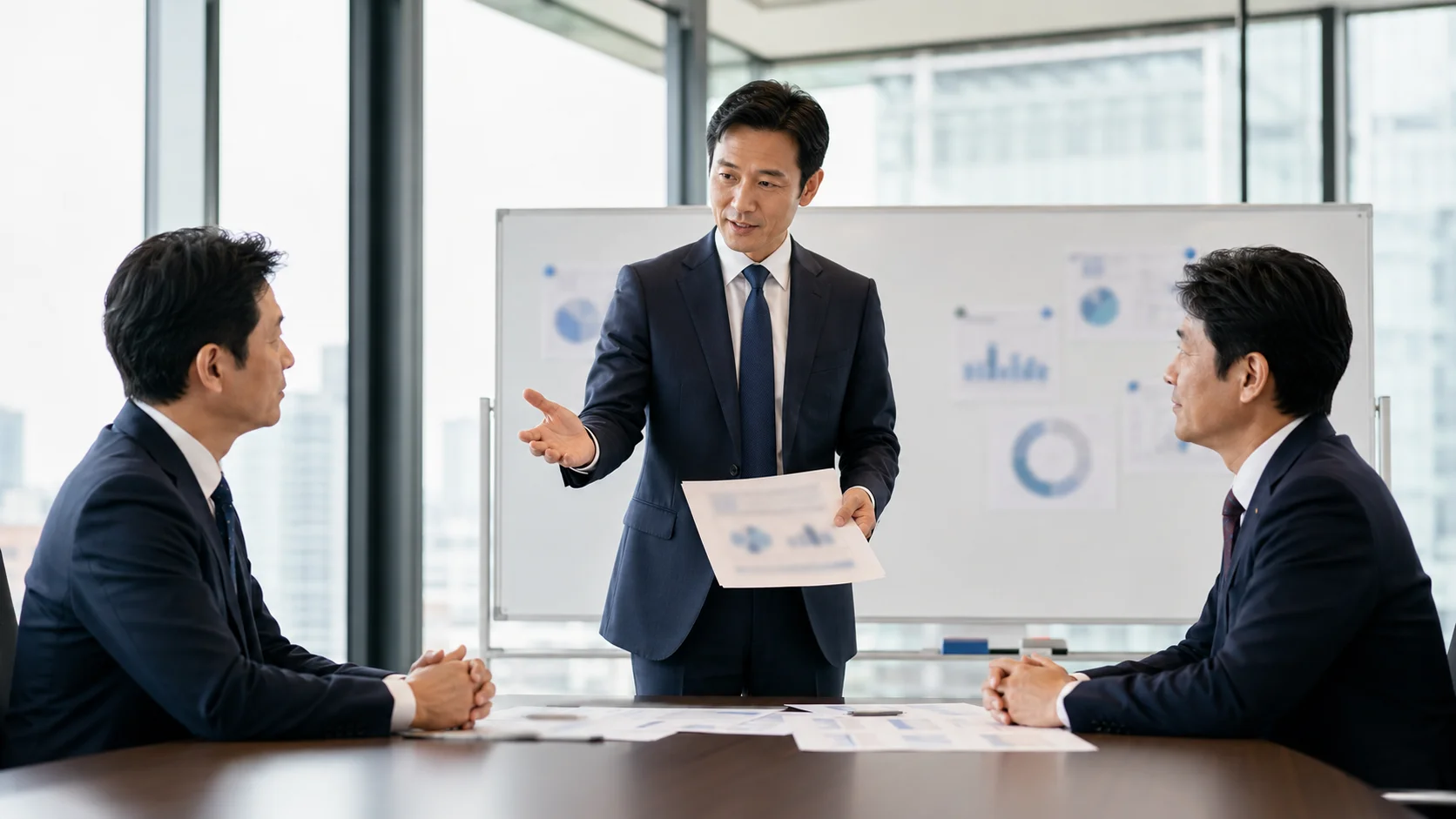 M&A仲介会社の役割をイメージした経営者と専門家の相談シーン