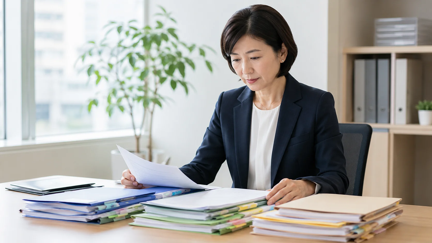 M&A仲介トラブルの種類を分類した書類を確認するシーン