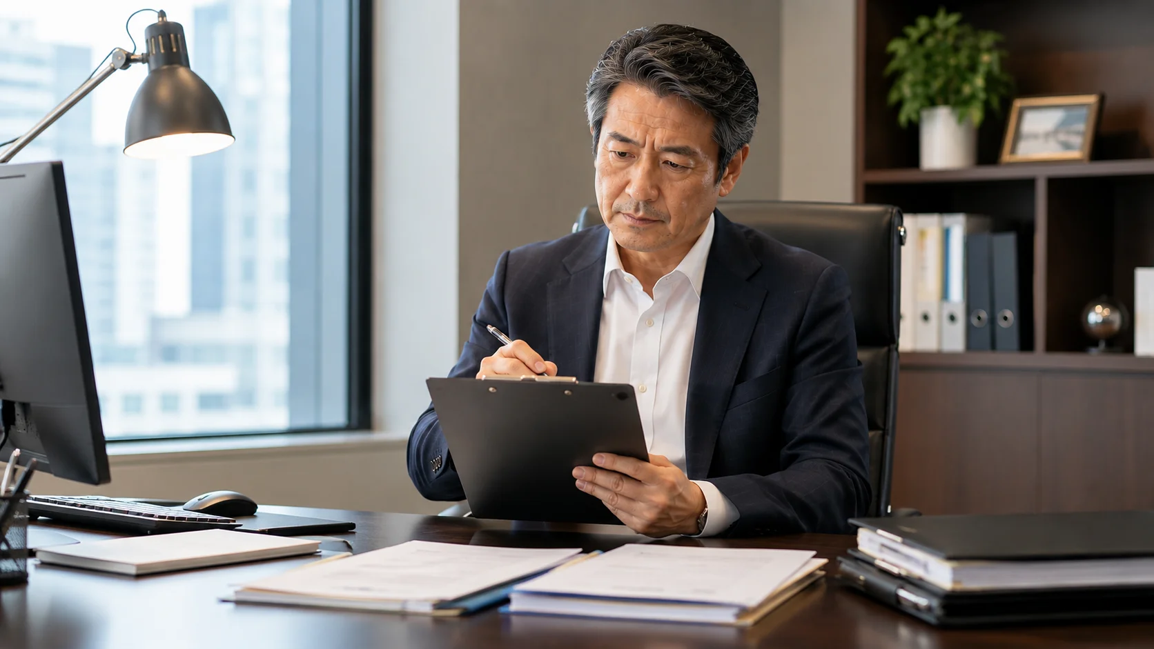 M&A仲介契約前のチェックリストを確認する経営者