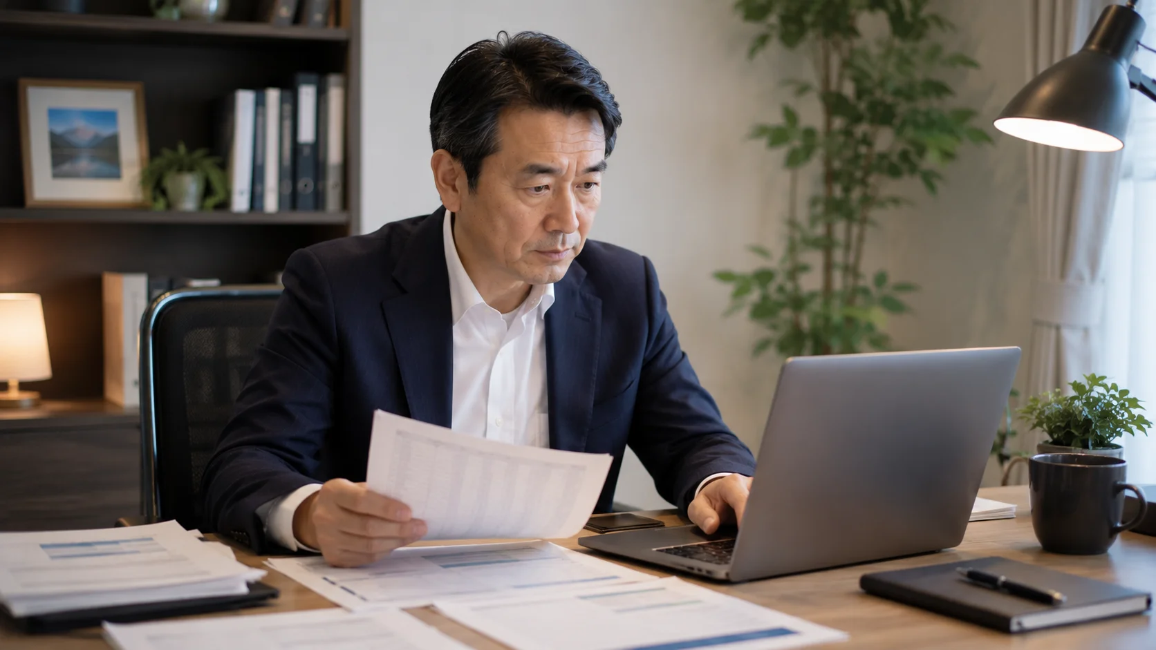 事業承継補助金の申請手続きを進める中小企業経営者
