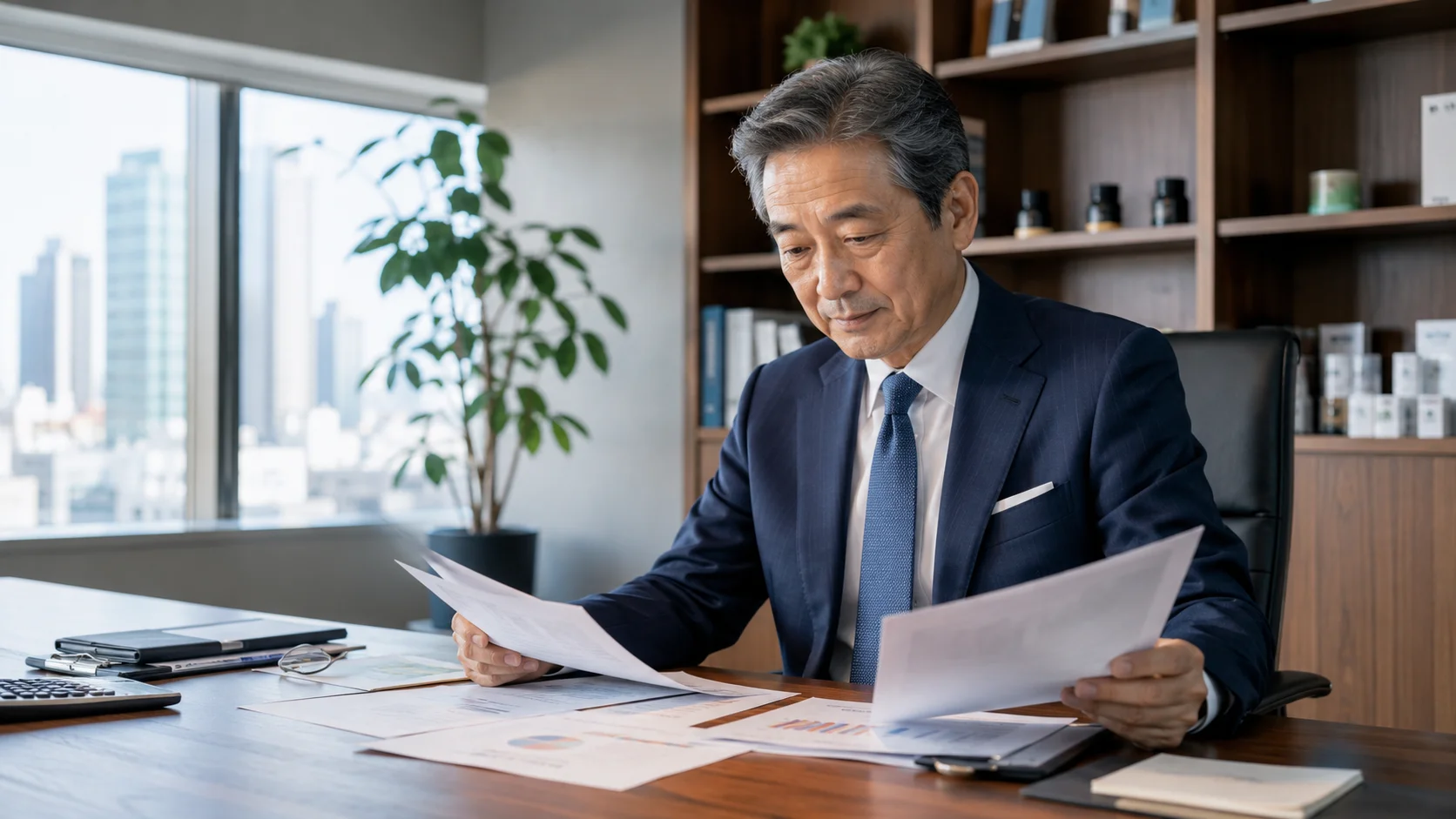 事業承継税制の概要を検討する中小企業経営者