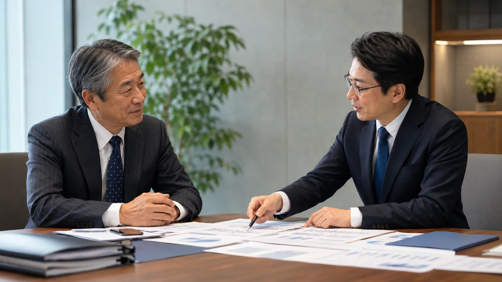 相続税・贈与税の節税対策について税理士に相談している日本人経営者