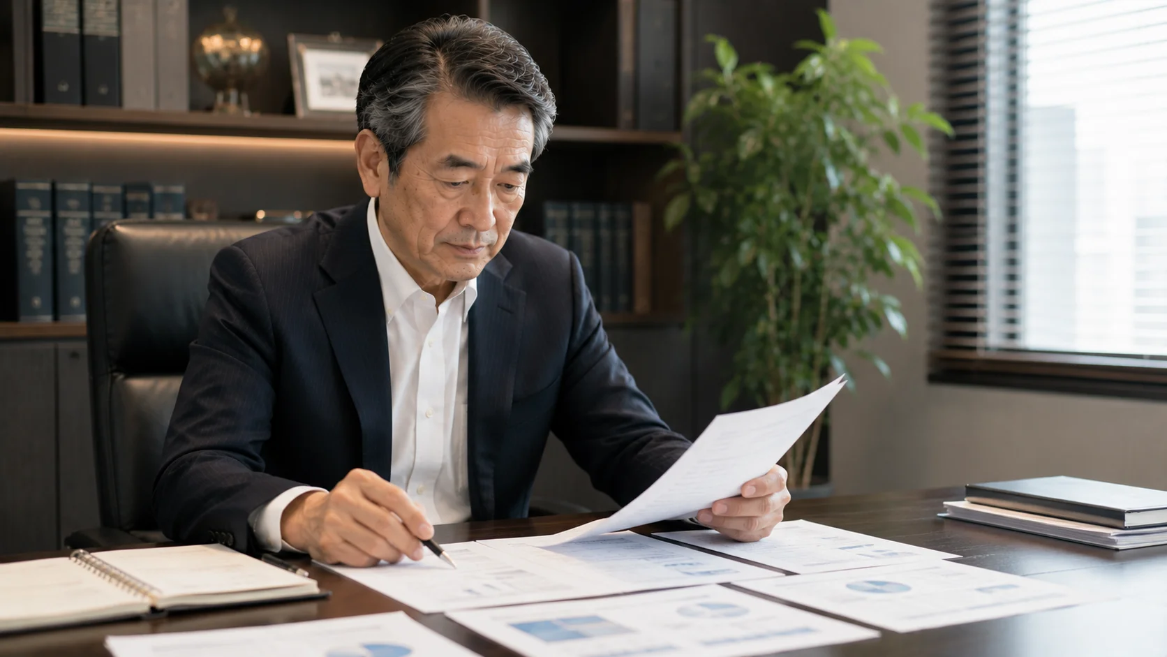 M&A売却前のチェックリストを確認している日本人経営者