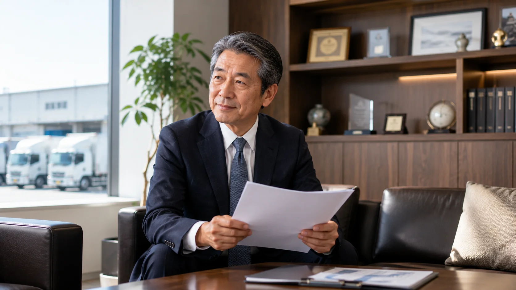 M&Aによる事業継承の成果に安心感を持つ物流会社経営者