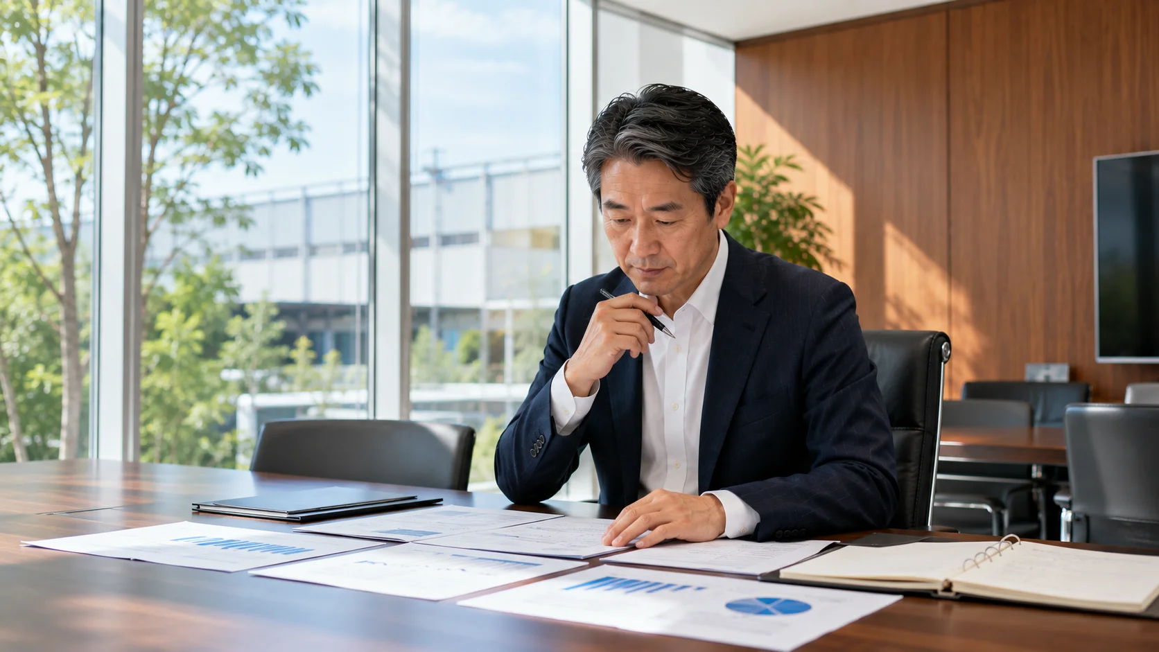 M&A成功のポイントについて戦略を検討している物流会社経営者