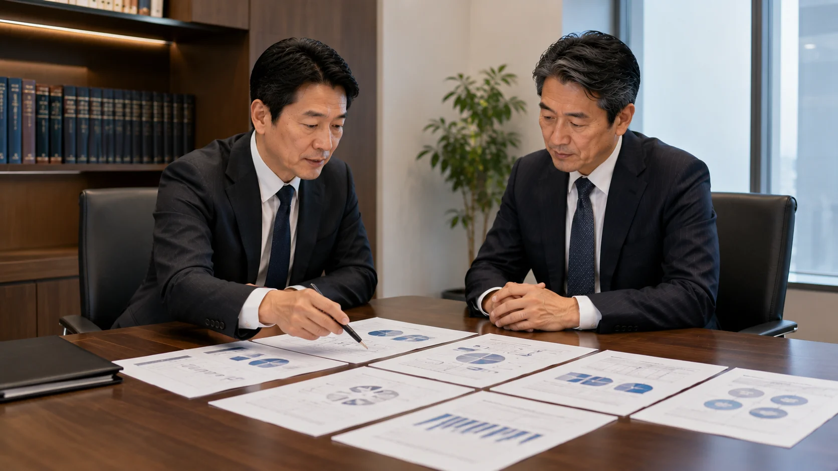 M&Aスキームの選択肢と許認可について専門家と確認している経営者