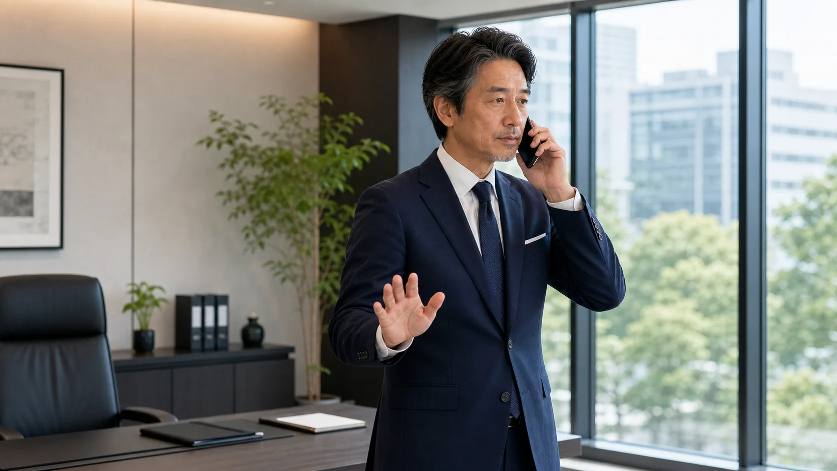 社長がM&A営業電話に出てしまった際の冷静な対処法を示すイメージ