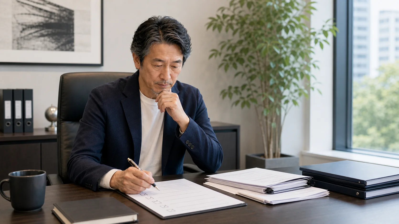 M&A仲介契約の違約金トラブルを防ぐためのチェックリストを確認する経営者