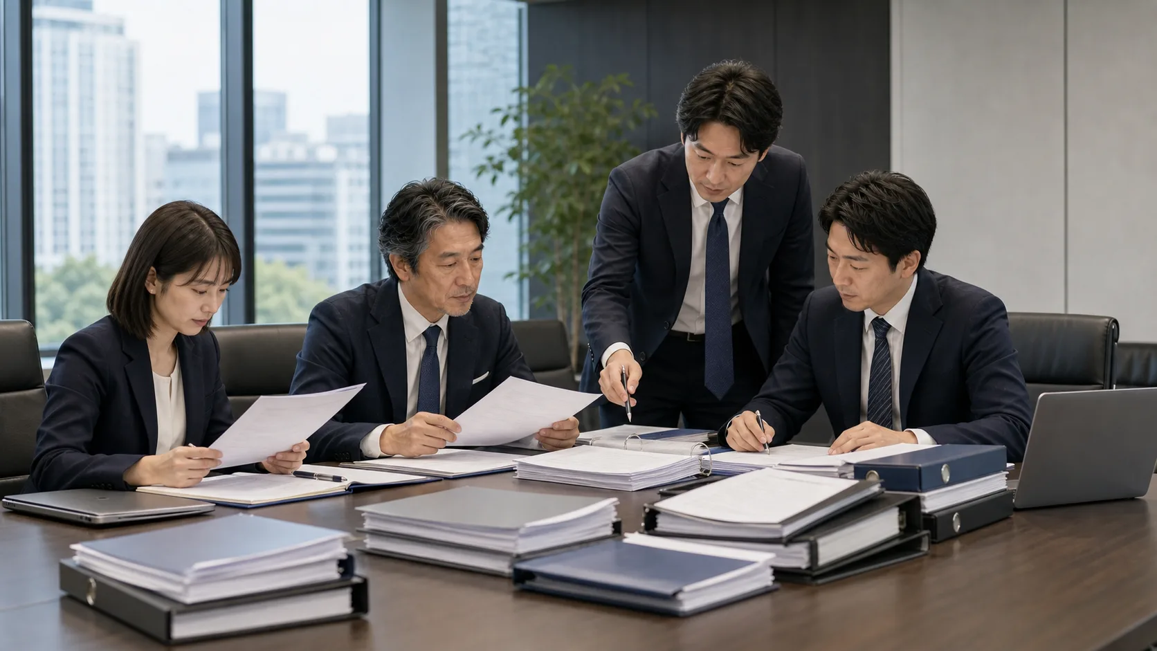 M&A業務の複雑さと手数料が高くなる背景を示すビジネスシーン