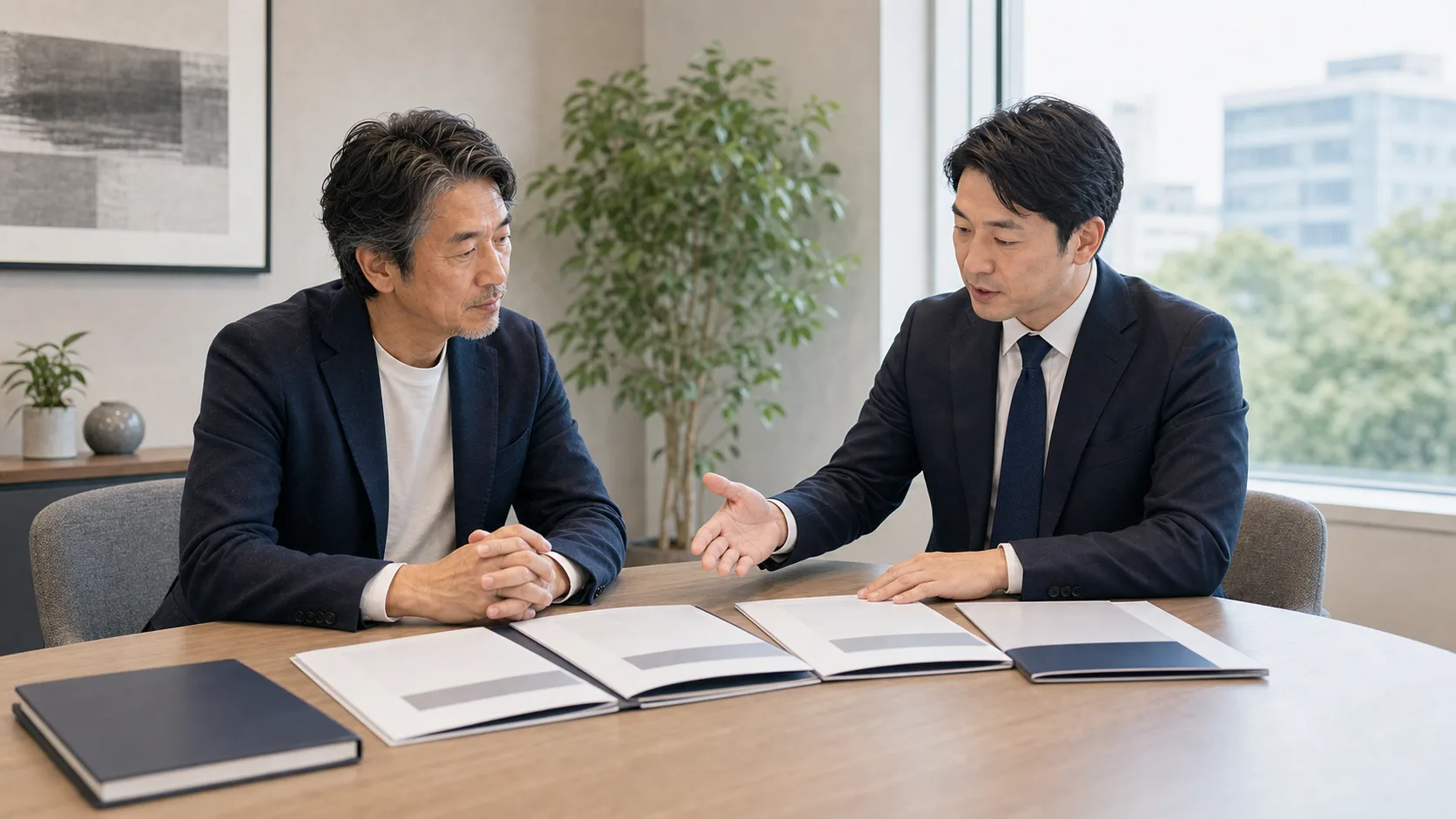 M&A仲介会社やFAを選ぶための基準を専門家と確認するシーン