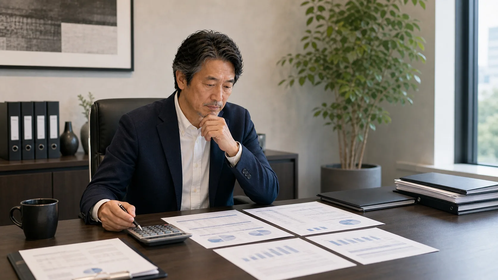 M&A仲介会社変更にかかる費用と相場を確認する経営者のイメージ