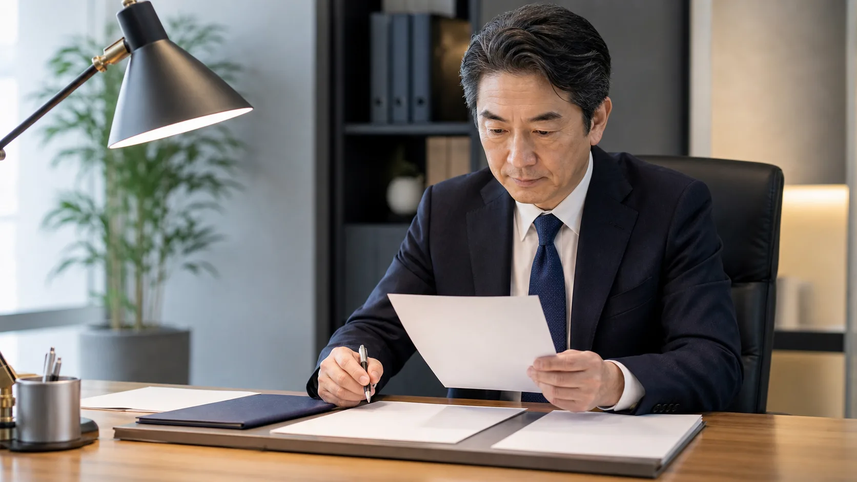 会社売却後に後悔しないための準備チェックリストを確認する経営者のシーン