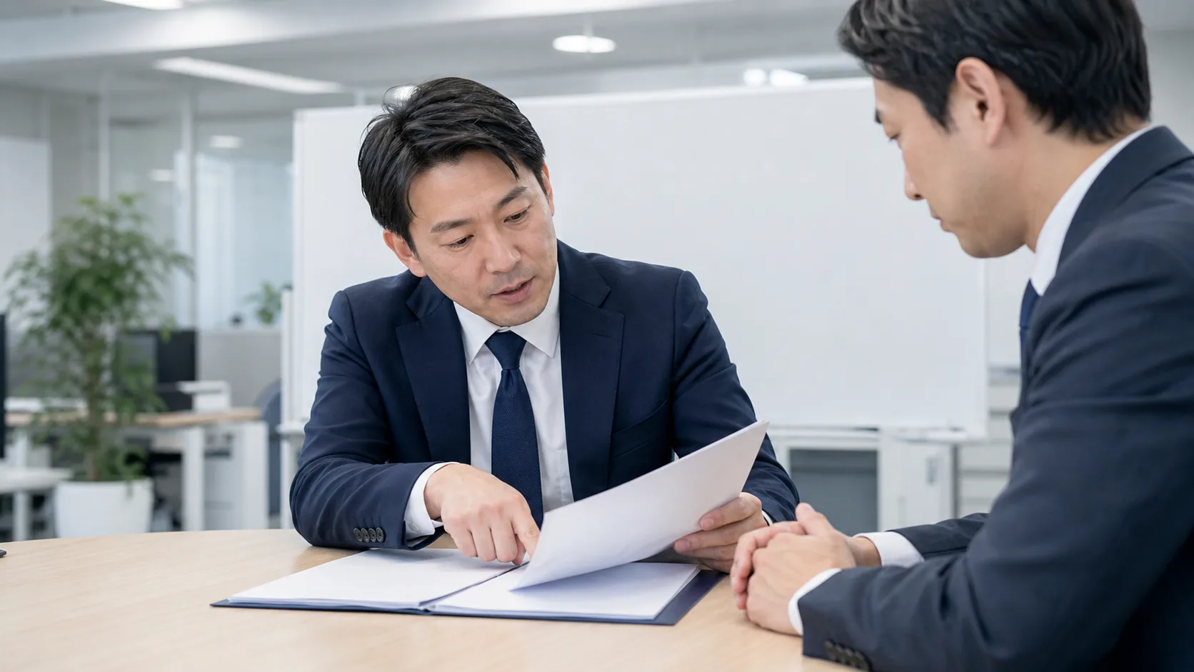 M&Aの着手金の定義と役割を説明するビジネス書類確認シーン