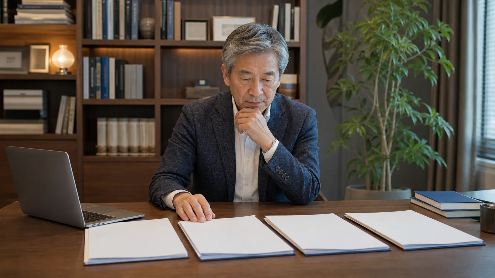 M&A着手金の相場を調べる日本人経営者のリサーチシーン