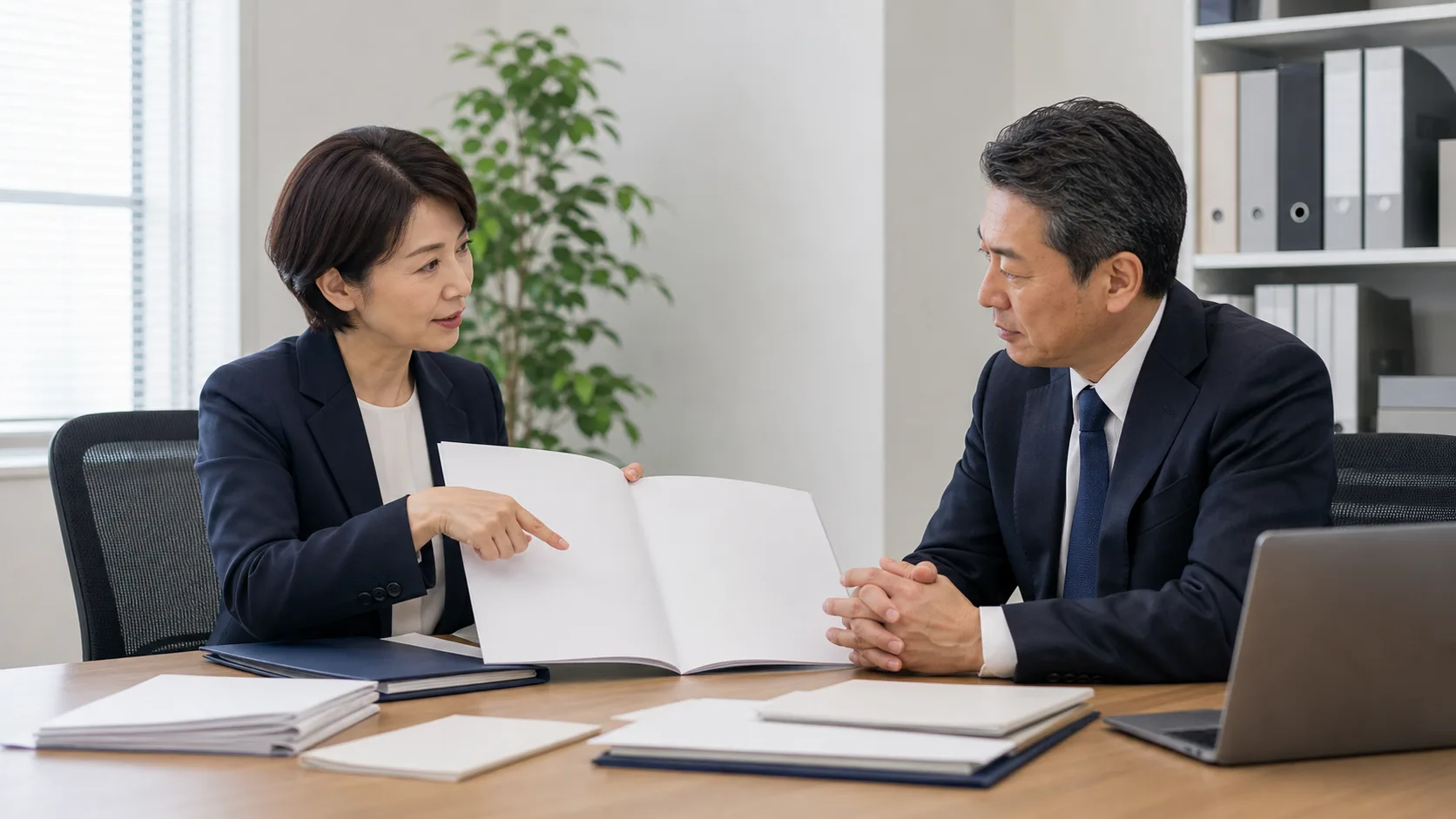 のれん代の会計処理と仕訳を専門家が説明しているシーン