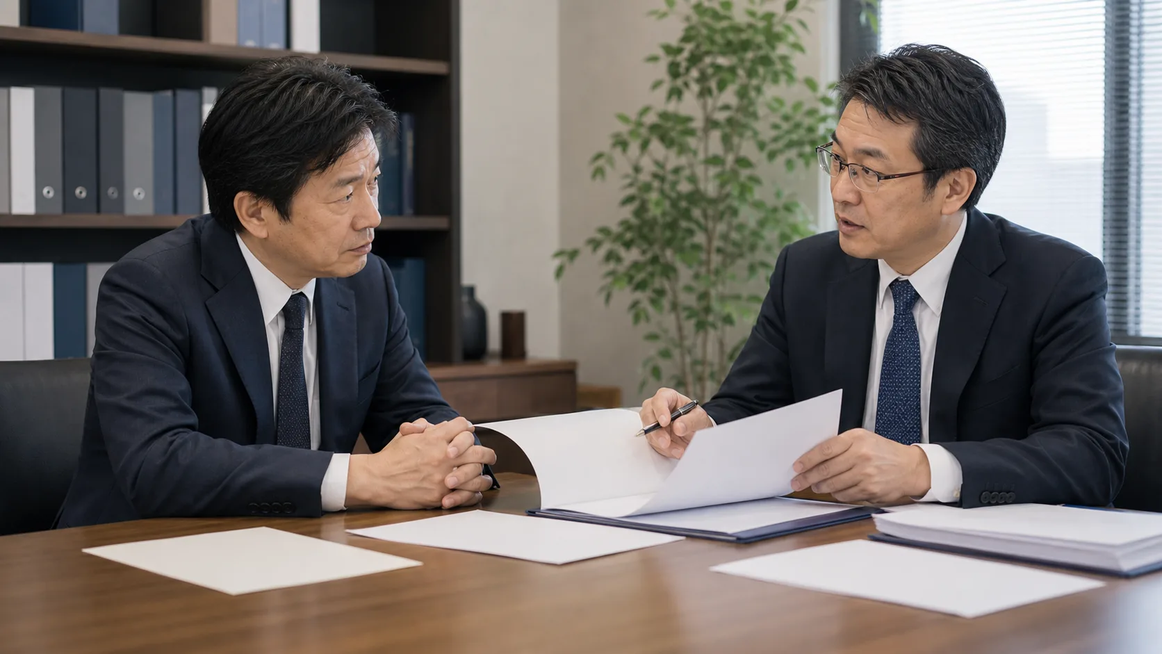 のれん代の税務処理と資産調整勘定について専門家に確認している経営者
