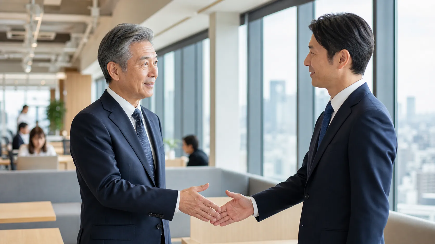 M&Aによる事業継続と従業員の雇用確保を前向きに語り合う経営者